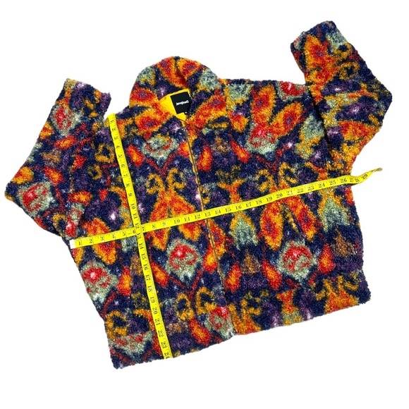 Desigual colorful sherpa fleece teddy bomber by C. Lacroix “Colette” jacket XL - Picture 10 of 16